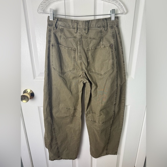 Free People Good Luck Barrel Leg Pants in Olive Green 24 - Picture 6 of 9